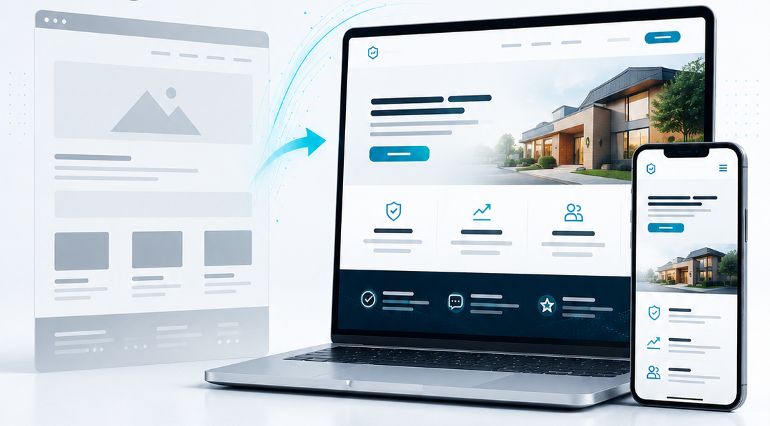 Website design preview for a service business