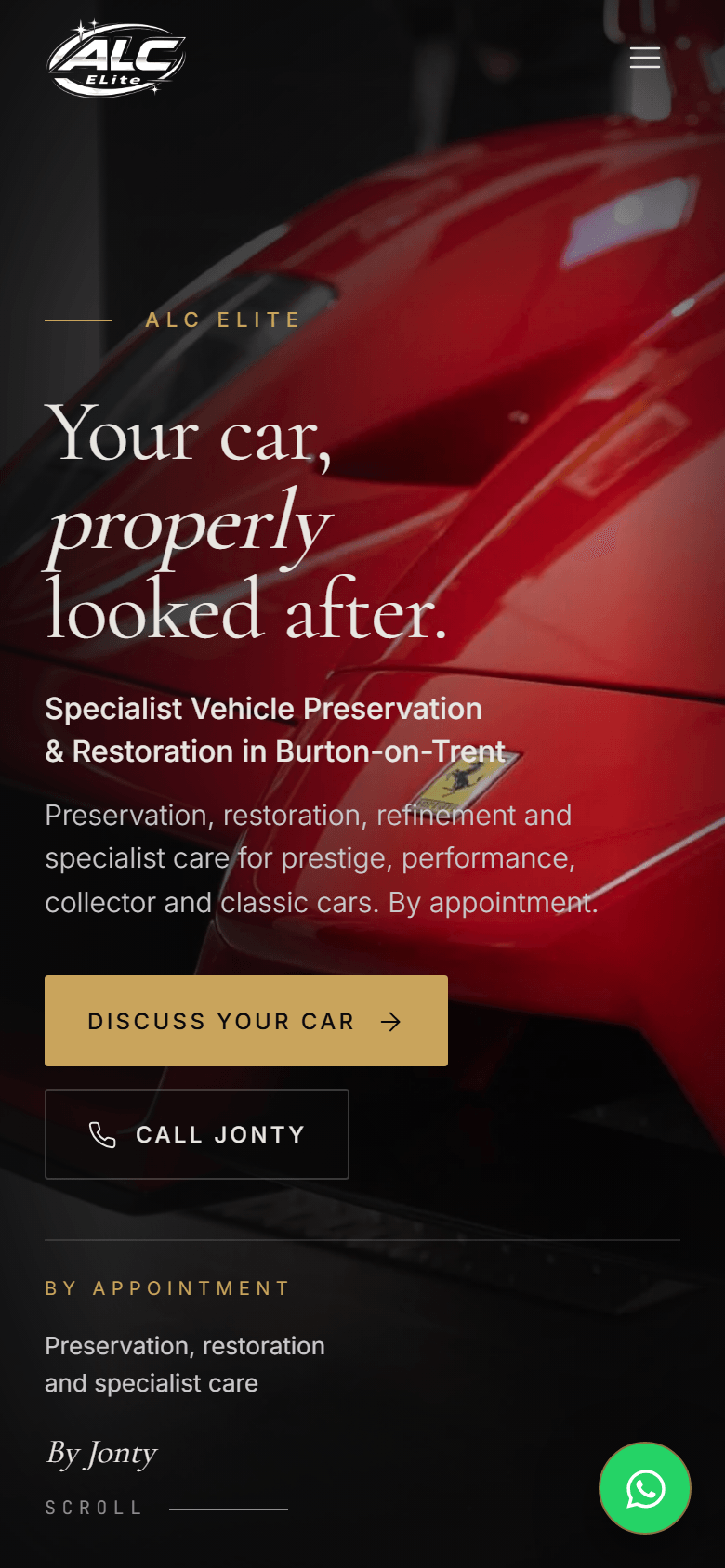 ALC Elite homepage, mobile view